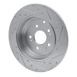 Honda Ridgeline Brake Rotor (1) - Rear Left - R1 Concepts - Drilled & Slotted - Silver - `06-`14